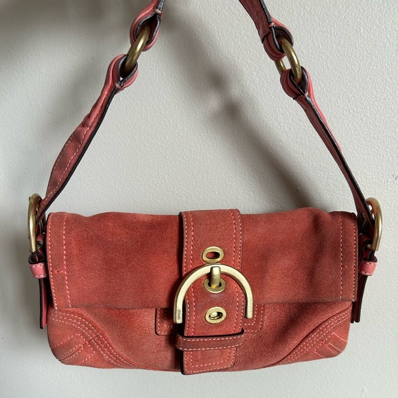 Coach Y2K Pink Suede Shoulder Bag - Picture 1 of 9